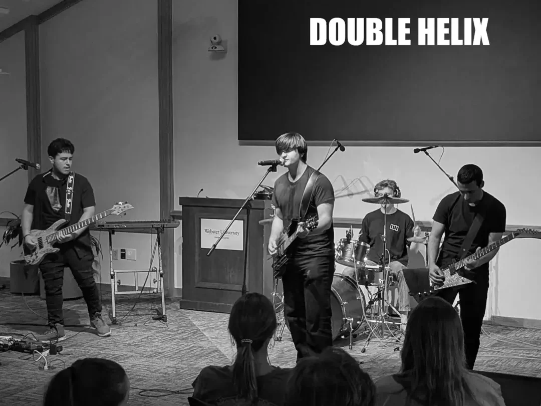 Rock band Double Helix playing live at Webster University