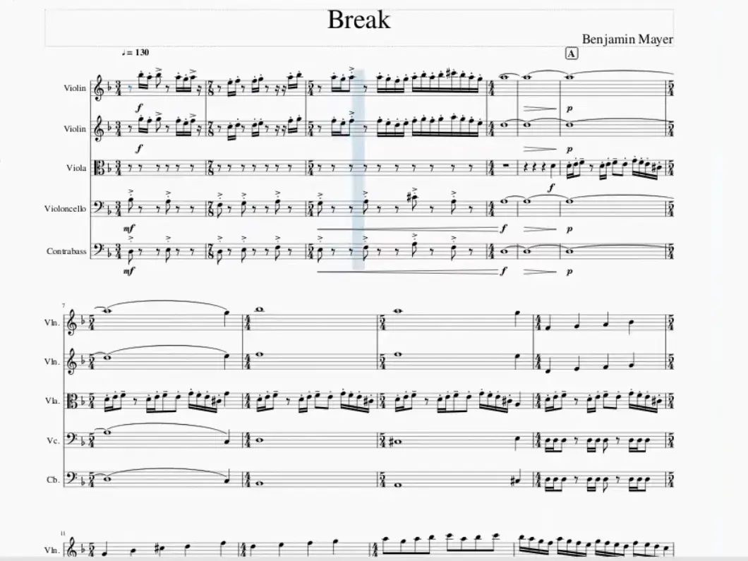 The electronic score for the song ‘Break’